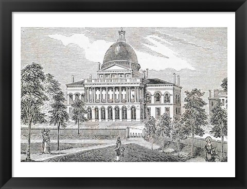 Framed Southern view of the State House in Boston Print