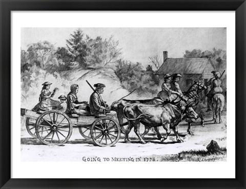 Framed Going to Meeting in 1776 Print