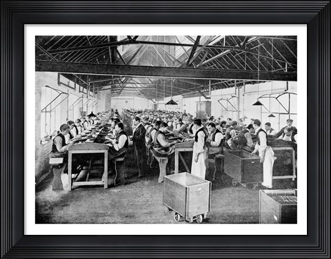 Framed One of the cigar manufacturing departments at Messrs Salmon and Gluckstein&#39;s Ltd Print