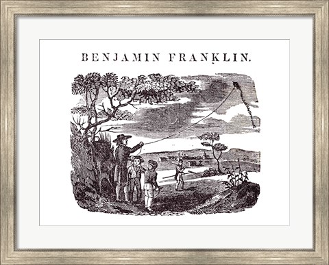 Framed Benjamin Franklin Conducts his Kite Experiment Print