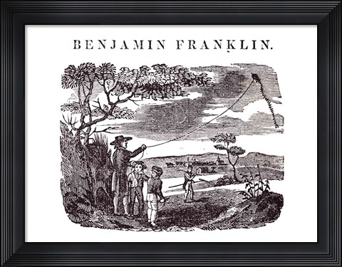 Framed Benjamin Franklin Conducts his Kite Experiment Print