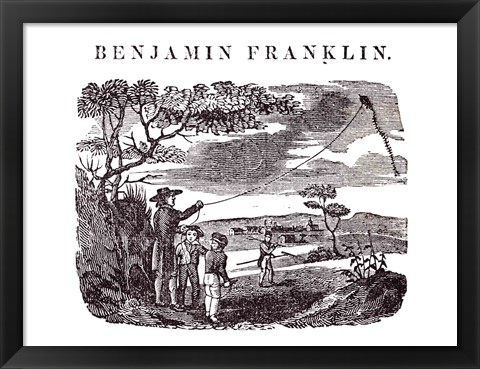 Framed Benjamin Franklin Conducts his Kite Experiment Print