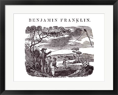 Framed Benjamin Franklin Conducts his Kite Experiment Print