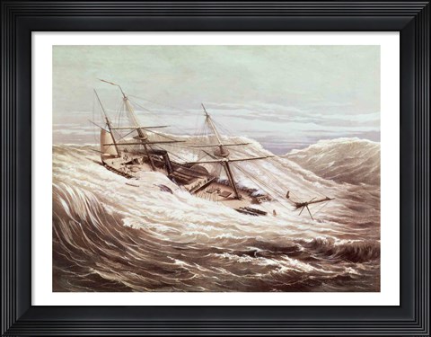 Framed Mississippi Steam Frigate in a Typhoon Print