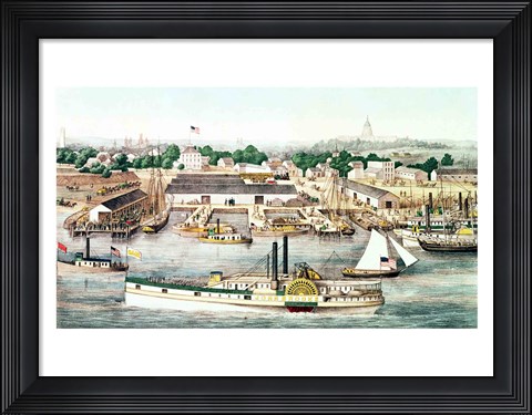 Framed Bird&#39;s Eye View of Sixth Street Wharf Print