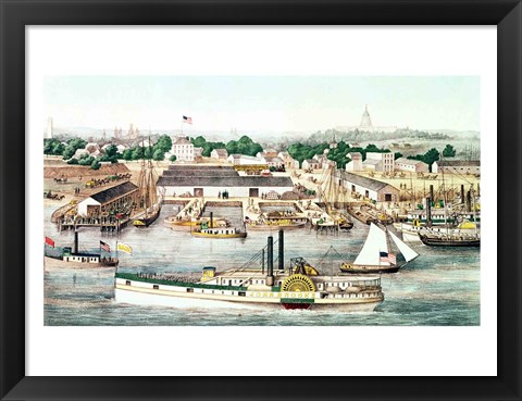 Framed Bird&#39;s Eye View of Sixth Street Wharf Print