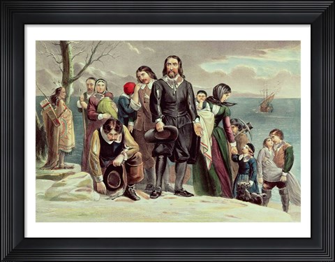 Framed Landing of the Pilgrims at Plymouth, Massachusetts, December 22nd 1620 Print