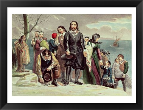 Framed Landing of the Pilgrims at Plymouth, Massachusetts, December 22nd 1620 Print