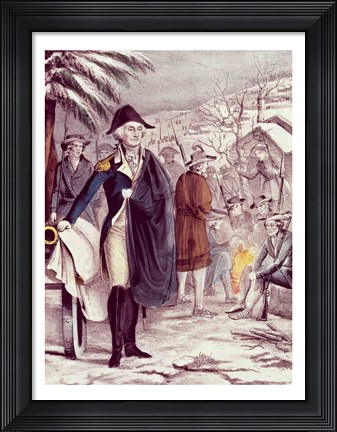 Framed George Washington at Valley Forge Print