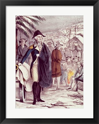 Framed George Washington at Valley Forge Print