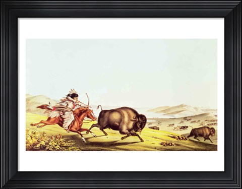 Framed Hunting the Buffalo Print