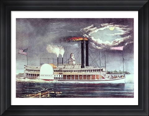 Framed Moonlight on the Mississippi Print