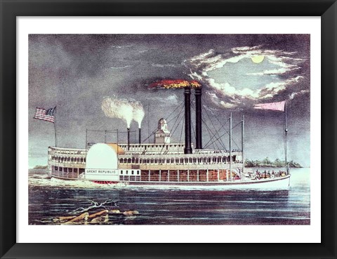 Framed Moonlight on the Mississippi Print