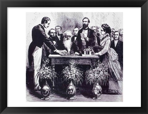 Framed Professor Samuel Finley Breese Morse Explaining the Function of his Invention Print