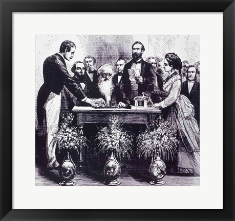 Framed Professor Samuel Finley Breese Morse Explaining the Function of his Invention Print