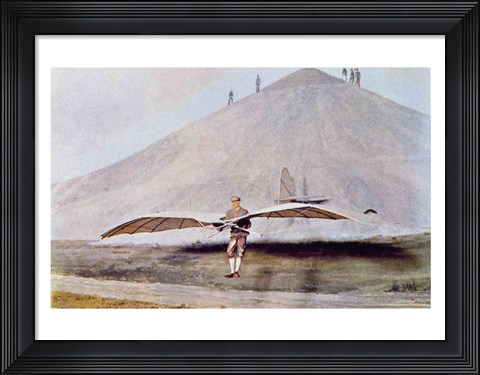 Framed One of the many flying experiments of Otto Lilienthal Print