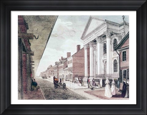 Framed High street with the first Presbyterian Church, Philadelphia, 1799 Print