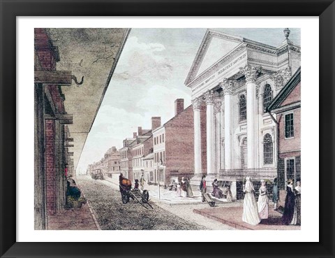 Framed High street with the first Presbyterian Church, Philadelphia, 1799 Print