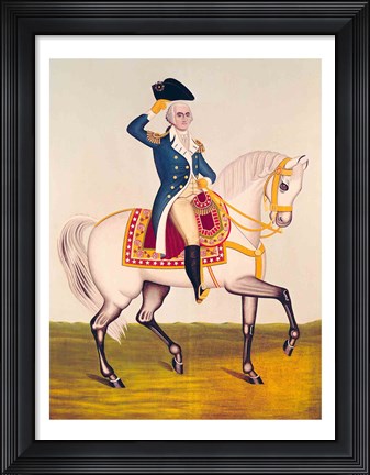 Framed General Washington on a White Charger Print