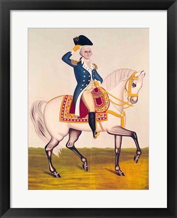 Framed General Washington on a White Charger Print