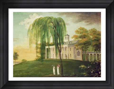 Framed President George Washington on the porch of his house at Mount Vernon Print