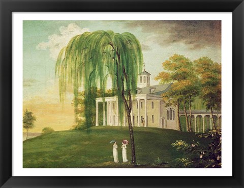 Framed President George Washington on the porch of his house at Mount Vernon Print