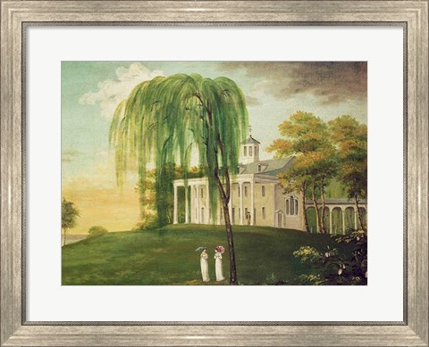 Framed President George Washington on the porch of his house at Mount Vernon Print
