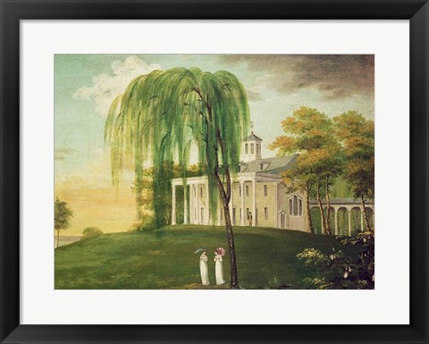 Framed President George Washington on the porch of his house at Mount Vernon Print