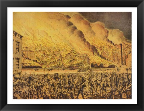 Framed View of the Great Fire of Chicago, 9th October 1871 Print