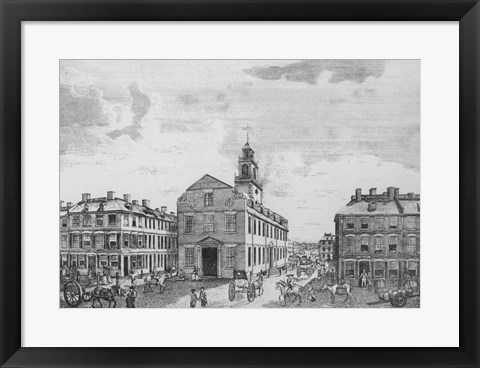 Framed South West View of The Old State House, Boston, 1881 Print