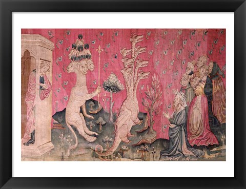 Framed seven-headed beast from the sea receiving the homage of men Print