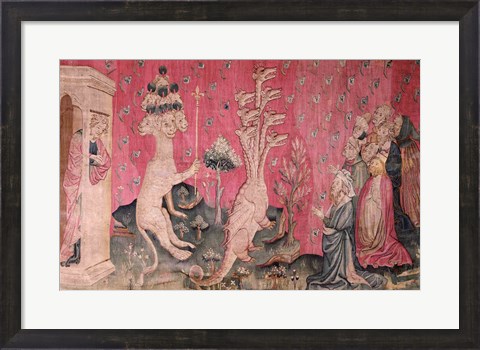 Framed seven-headed beast from the sea receiving the homage of men Print
