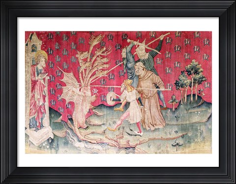 Framed Dragon Fighting with the Servants of God Print