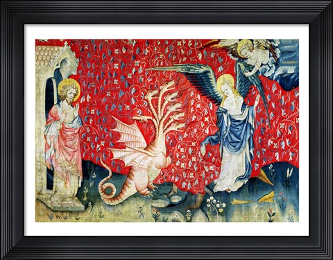 Framed Woman Receiving Wings to Flee the Dragon Print