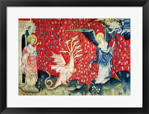 Framed Woman Receiving Wings to Flee the Dragon Print