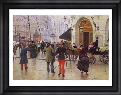Framed Boulevard des Capucines and the Vaudeville Theatre, 1889 Print