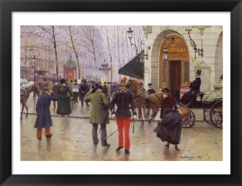 Framed Boulevard des Capucines and the Vaudeville Theatre, 1889 Print