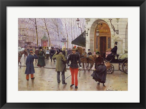 Framed Boulevard des Capucines and the Vaudeville Theatre, 1889 Print