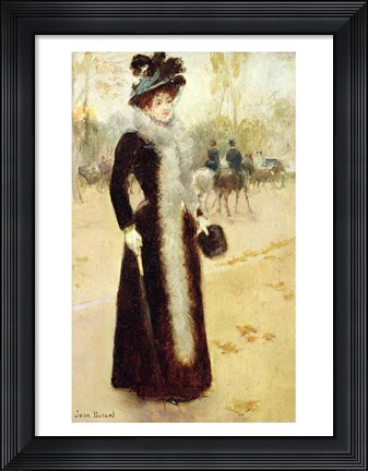 Framed Parisian Woman in the Bois de Boulogne Print