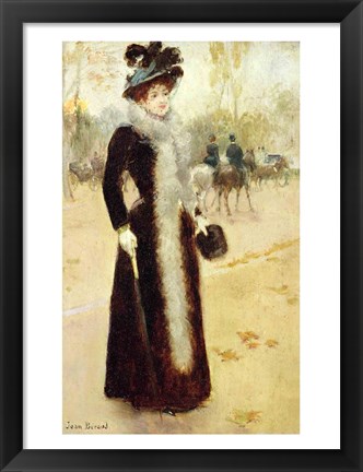 Framed Parisian Woman in the Bois de Boulogne Print