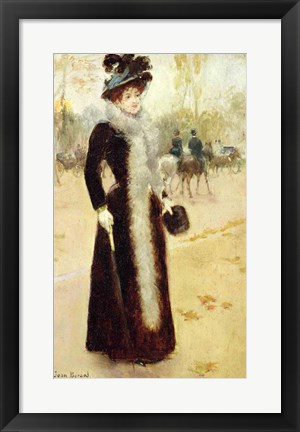 Framed Parisian Woman in the Bois de Boulogne Print