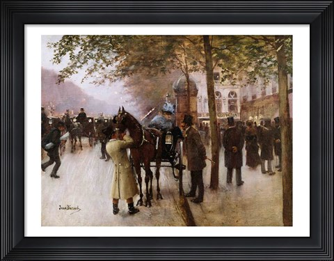 Framed Boulevards, Evening in Front of the Cafe Napolitain Print