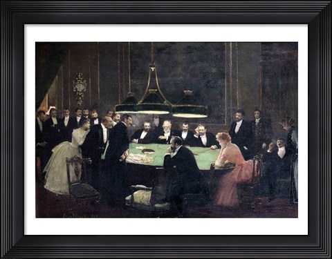 Framed Gaming Room at the Casino, 1889 Print