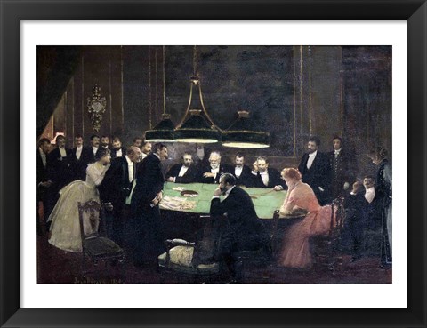 Framed Gaming Room at the Casino, 1889 Print