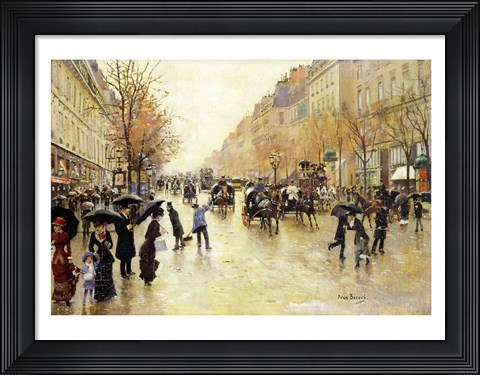 Framed Boulevard Poissonniere in the Rain Print