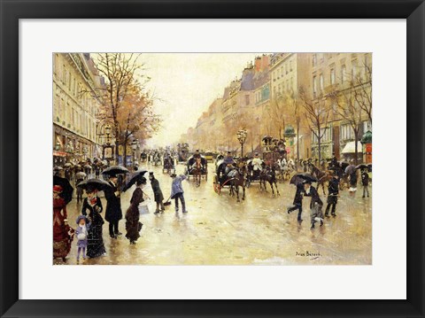 Framed Boulevard Poissonniere in the Rain Print