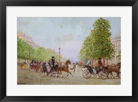 Framed Promenade on the Champs-Elysees Print