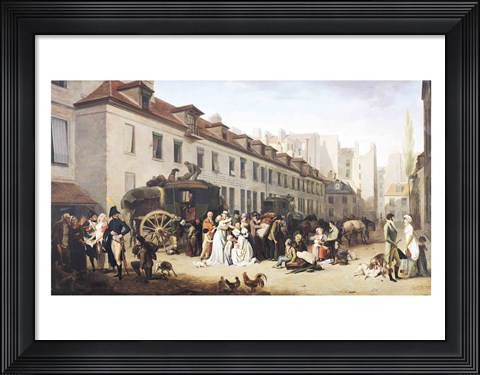 Framed Arrival of a Stagecoach at the Terminus Print