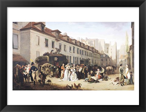 Framed Arrival of a Stagecoach at the Terminus Print