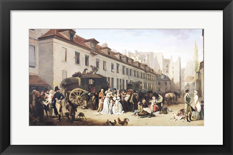 Framed Arrival of a Stagecoach at the Terminus Print